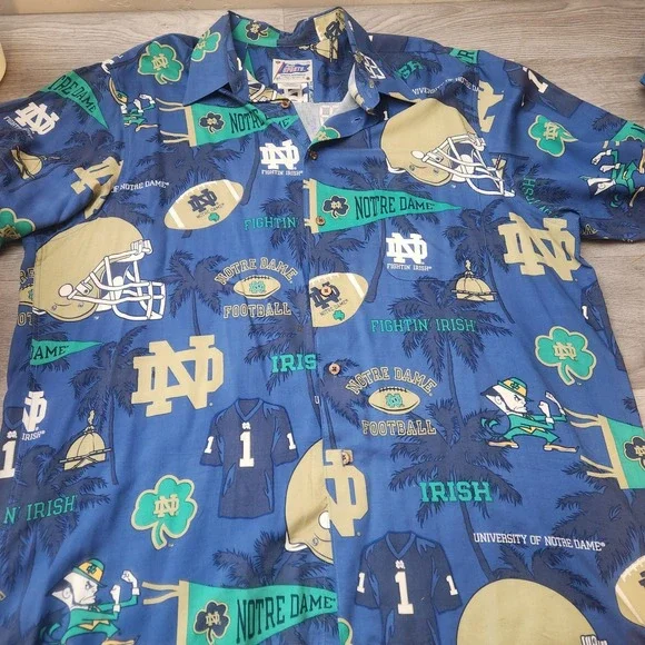 Reyn Spooner Sports Blue Shirt Size XXL University of Norte Dame Football Irish - Picture 16 of 16